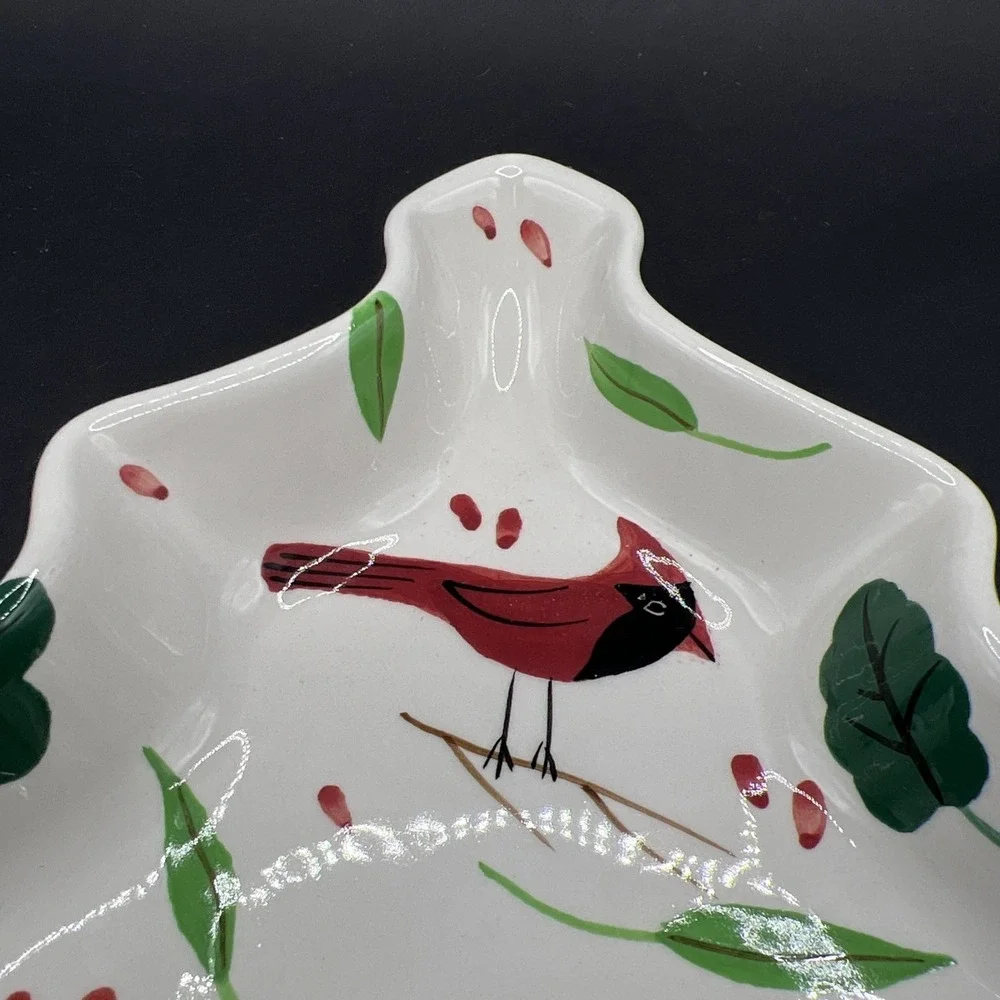 Studio Nova Holiday Cardinal Tree Shaped Serving Plate Red‎ Birds Christmas